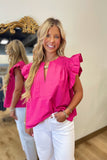 Breezy Winds Poplin Top Fuchsia