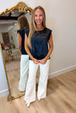 Satin September Top Black