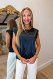 Satin September Top Black