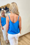 Portia Satin Feel Tank Blue