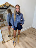 Elan Frayed Drawstring Shorts Navy