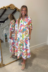 Umgee Cream Paisley Midi Dress RESTOCK