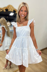 Graduate Grace Square Neck Dress White