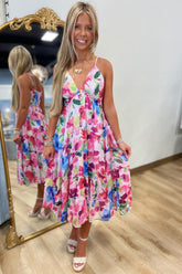Cute as a Button Floral Dress Pink