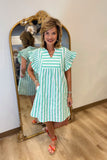 Beach Stripe Dress Green