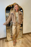 Faux Fur Collared Crop Jacket Mocha