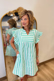 Beach Stripe Dress Green