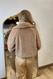Faux Fur Collared Crop Jacket Mocha