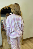 E Squared Striped Loose Long Sleeve Purple