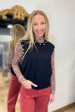 Umgee Pearl Sweater Tank Black