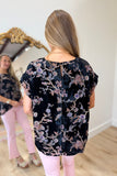 Umgee Velvet Printed Top Black