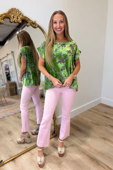Umgee Velvet Printed Top Sage