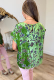 Umgee Velvet Printed Top Sage