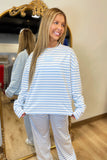 E Squared Striped Loose Long Sleeve Blue