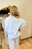 E Squared Striped Loose Long Sleeve Blue