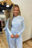 E Squared Striped Fitted Long Sleeve Blue