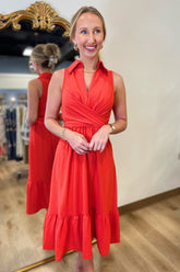 Umgee Wrap Midi Dress Red