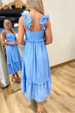 Ocean Love Ruffle Sleeve Dress Blue