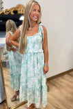 Floral Sweetheart Midi Dress Mint