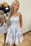 Vintage Blue Floral Dress