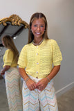 Wave Length Cardigan Sweater Yellow