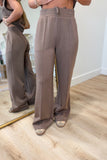 Elan Sleeveless Scuba Pant Set Brown