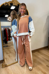 Denim Color Block Set Rust