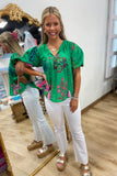 Peyton Puff Sleeve Floral Top Green
