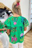 Peyton Puff Sleeve Floral Top Green