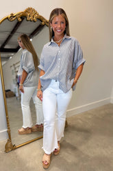 So Smart Striped Blouse Black