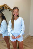 Varsity V Neck Short Set Blue