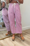 Fresh Start Stripe Barrel Pant Red