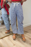 Fresh Start Stripe Barrel Pant Blue