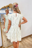 Vintage Floral Print Dress Sage