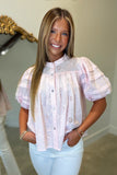 Dainty Delight Eyelet Blouse Pink