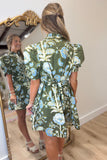 Fall Hydrangea Dress Olive