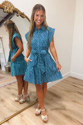 Midnight Stripes Tie Dress Navy