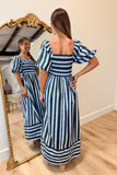 Autumn Agenda Striped Midi Dress Green