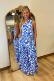 Beach Bound Jumpsuit Blue Print