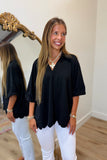 Purely Essential Scalloped Hem Top Black