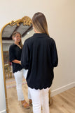Purely Essential Scalloped Hem Top Black