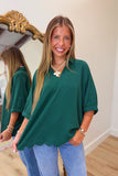 Purely Essential Scalloped Hem Top Hunter Green