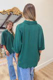 Purely Essential Scalloped Hem Top Hunter Green