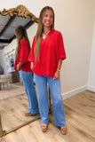 Purely Essential Scalloped Hem Top Red