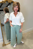 Umgee Feminine Textured Blouse Ecru
