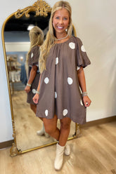 Lots of Dots Dress Brown