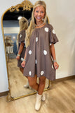 Lots of Dots Dress Brown