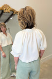 Umgee Feminine Textured Blouse Ecru