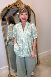 Umgee Oversized Dolman Sleeve Blouse Sage