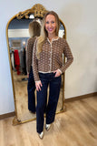 Christmas Cottage Cardigan Sweater Brown